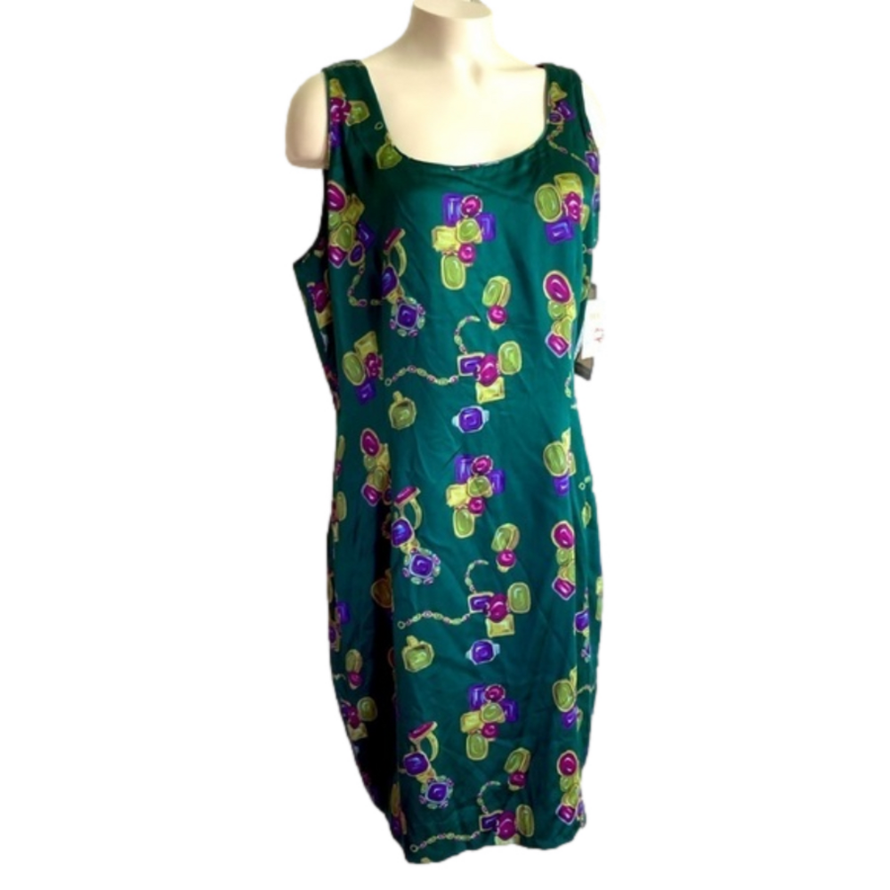 NWT DANA Buchman VTG jewelry design sleeveless silk dress SZ 16